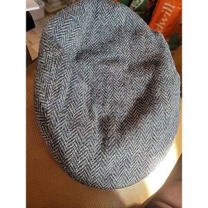 JONATHAN RICHARD WOOL  HERRINGBONE IRISH TWEED FLAT CAP HAT CAPPIE Xl 7 3/4 Vtg